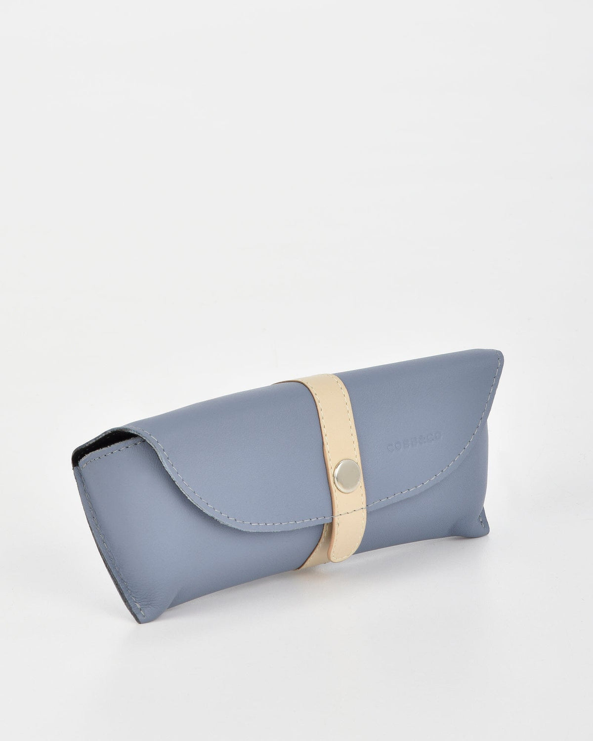Iris Soft Leather Two Tone Glasses Case - Blue