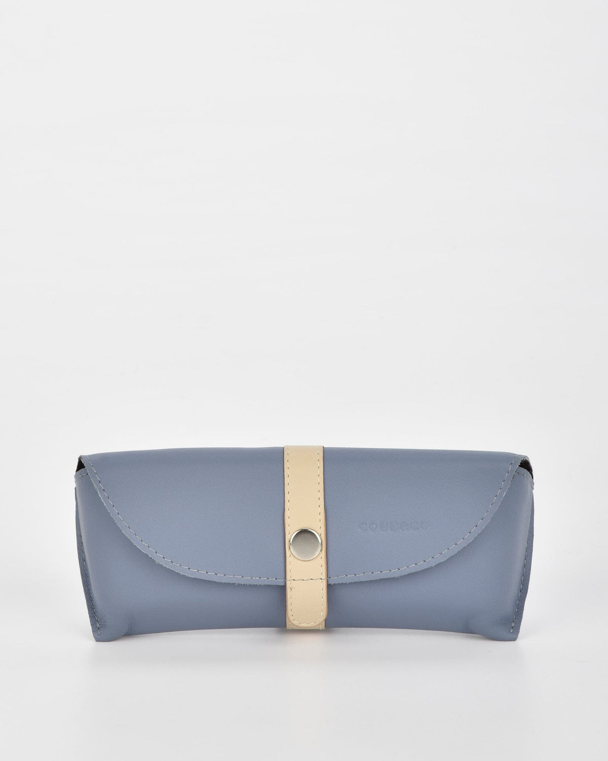 Iris Soft Leather Two Tone Glasses Case - Blue