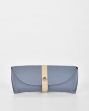 Iris Soft Leather Two Tone Glasses Case - Blue