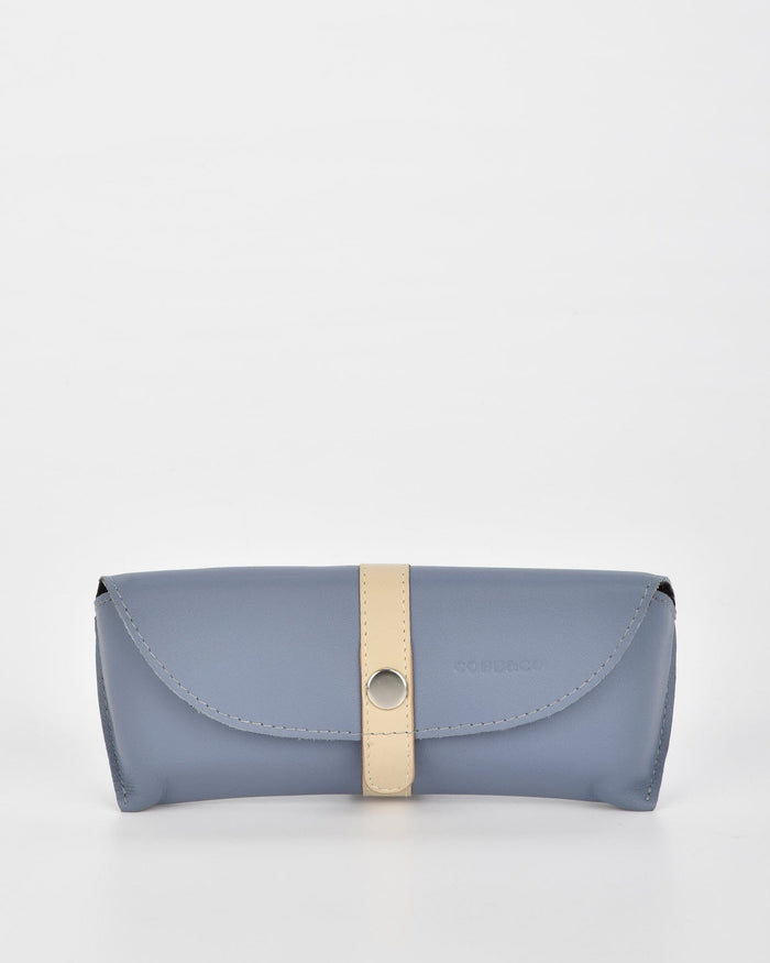 Iris Soft Leather Two Tone Glasses Case - Blue