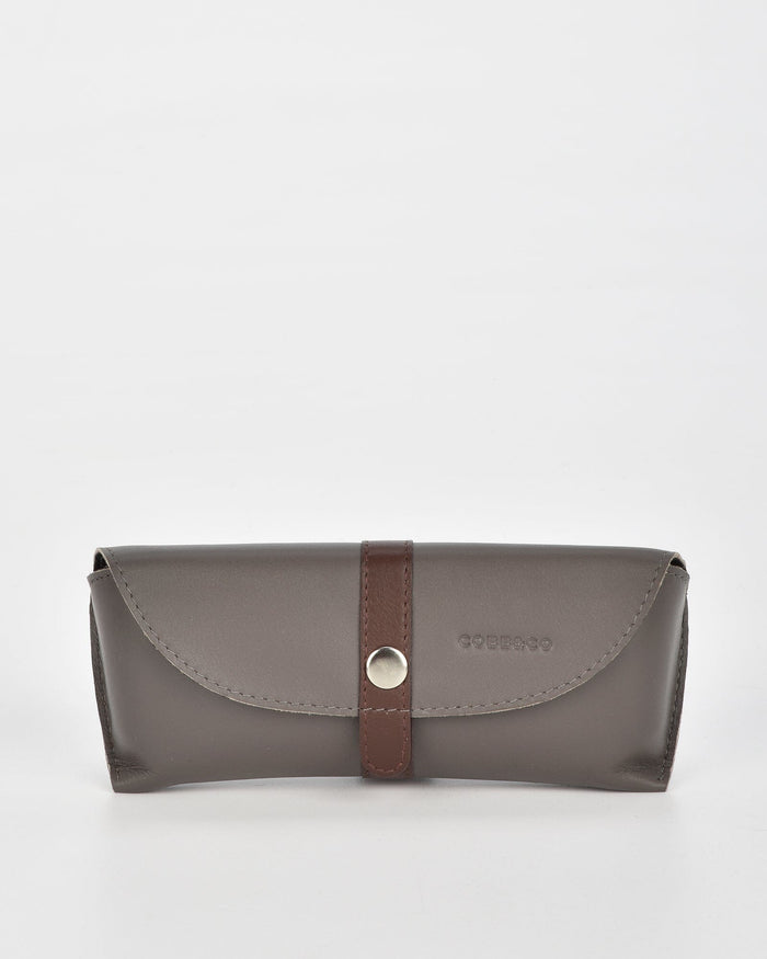 Iris Soft Leather Two Tone Glasses Case - Taupe