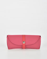 Iris Soft Leather Two Tone Glasses Case - Fuchsia