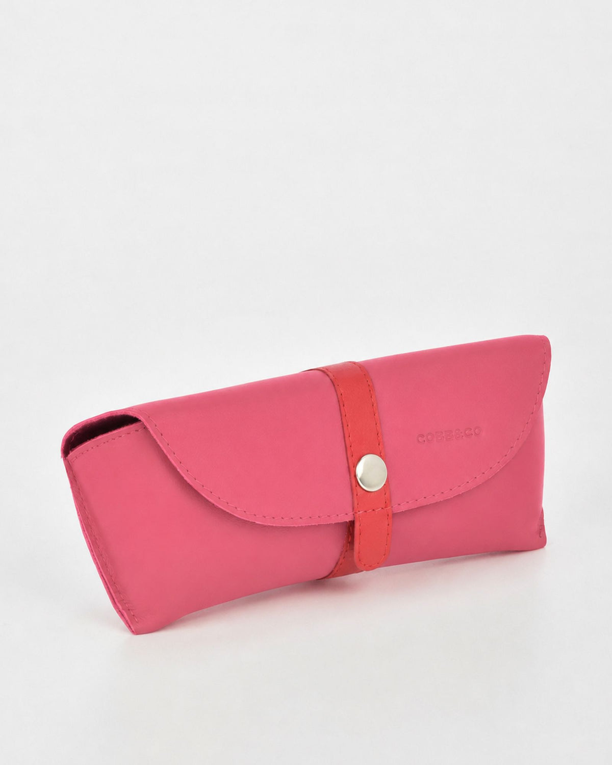 Iris Soft Leather Two Tone Glasses Case - Fuchsia