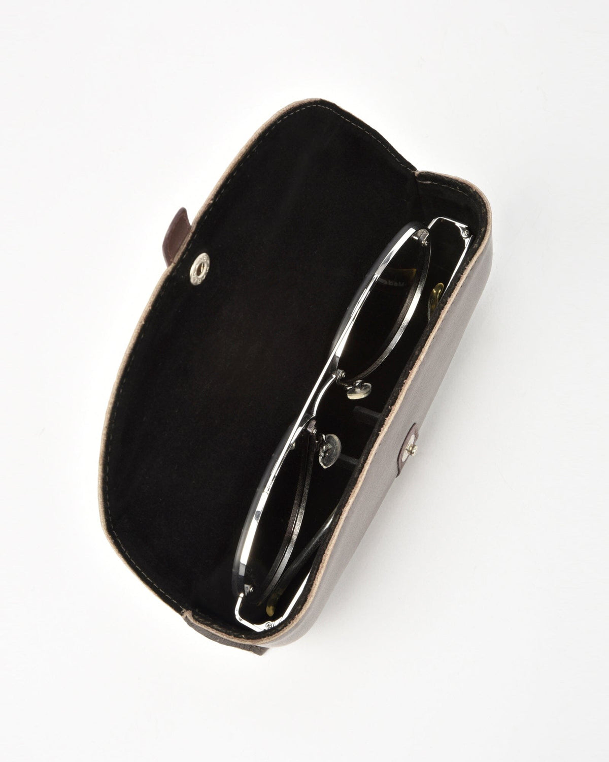 Iris Soft Leather Two Tone Glasses Case - Grey