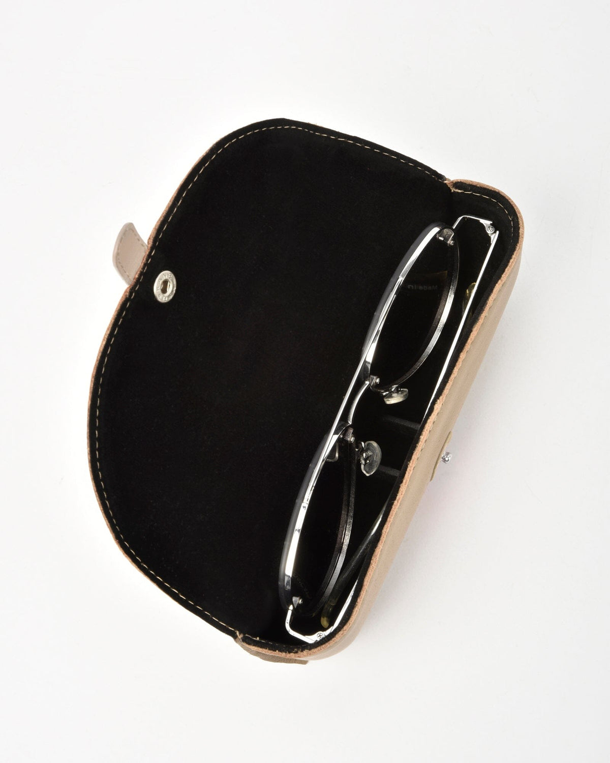 Iris Soft Leather Two Tone Glasses Case - Taupe