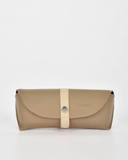 Iris Soft Leather Two Tone Glasses Case - Taupe