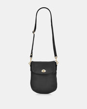 Janie Soft Leather Crossbody with Turnlock - Black