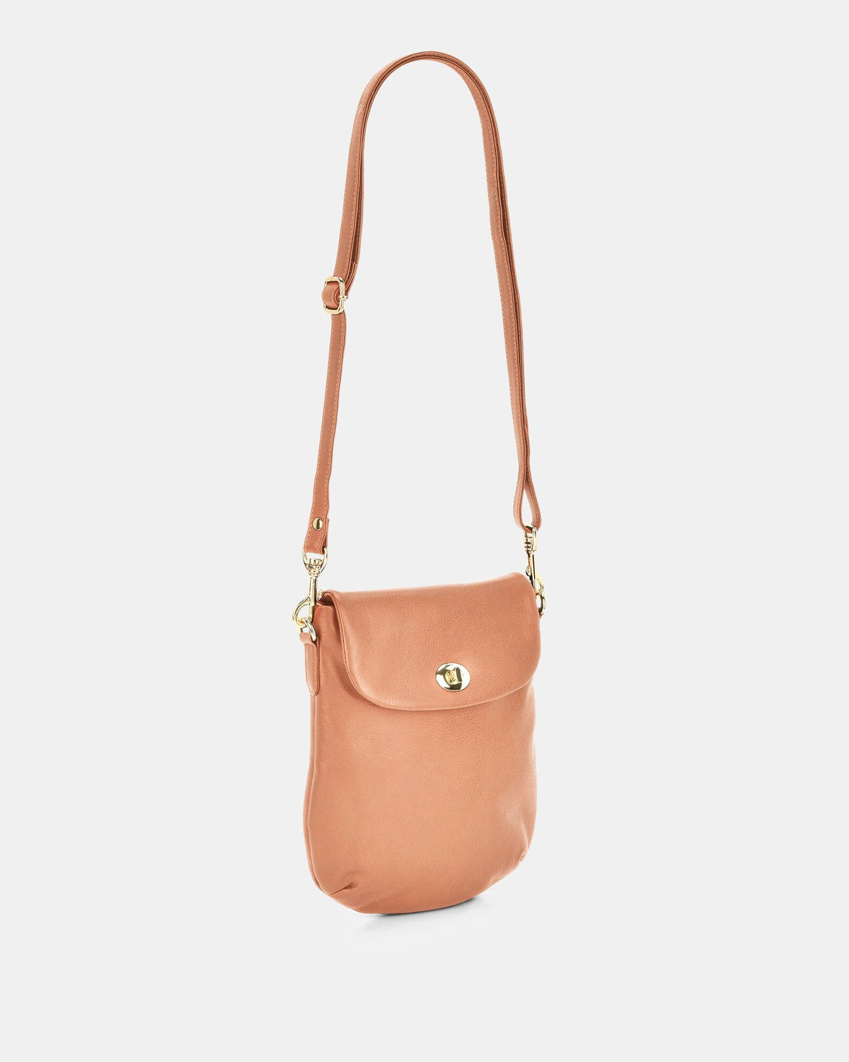 Janie Soft Leather Crossbody with Turnlock - Camel