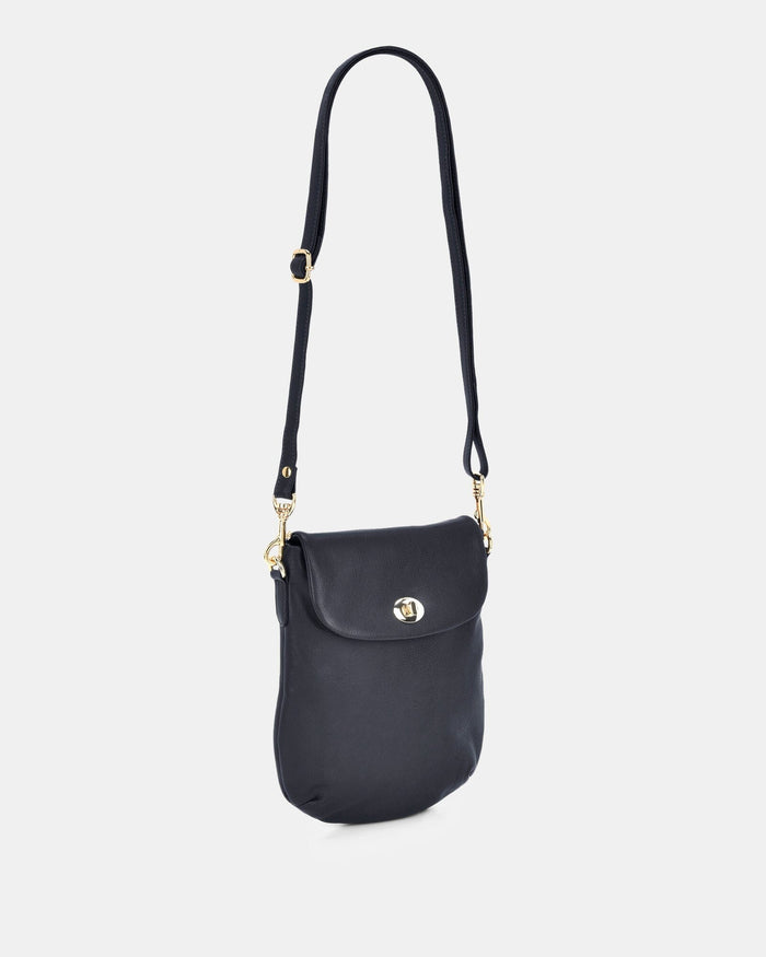 Janie Soft Leather Crossbody with Turnlock - Navy