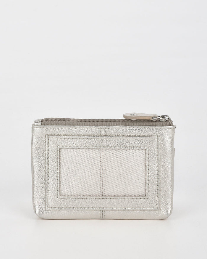 Jas Leather Coin Purse - Silver