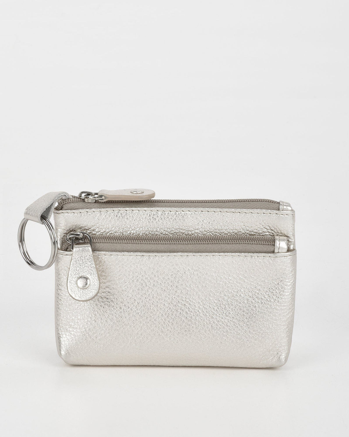 Jas Leather Coin Purse - Silver