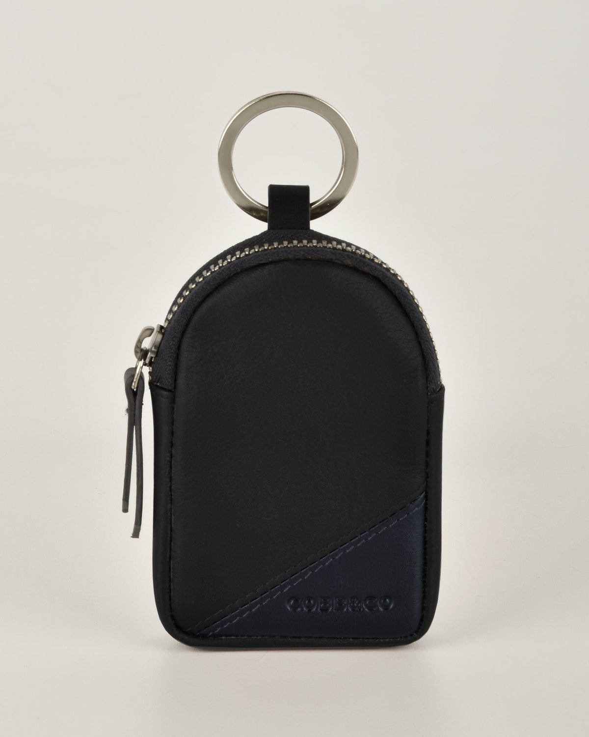 Johnson RFID Two-Tone Leather Keyring & Card holder - Black