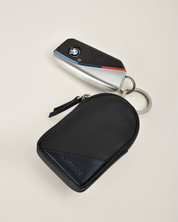 Johnson RFID Two-Tone Leather Keyring & Card holder - Black