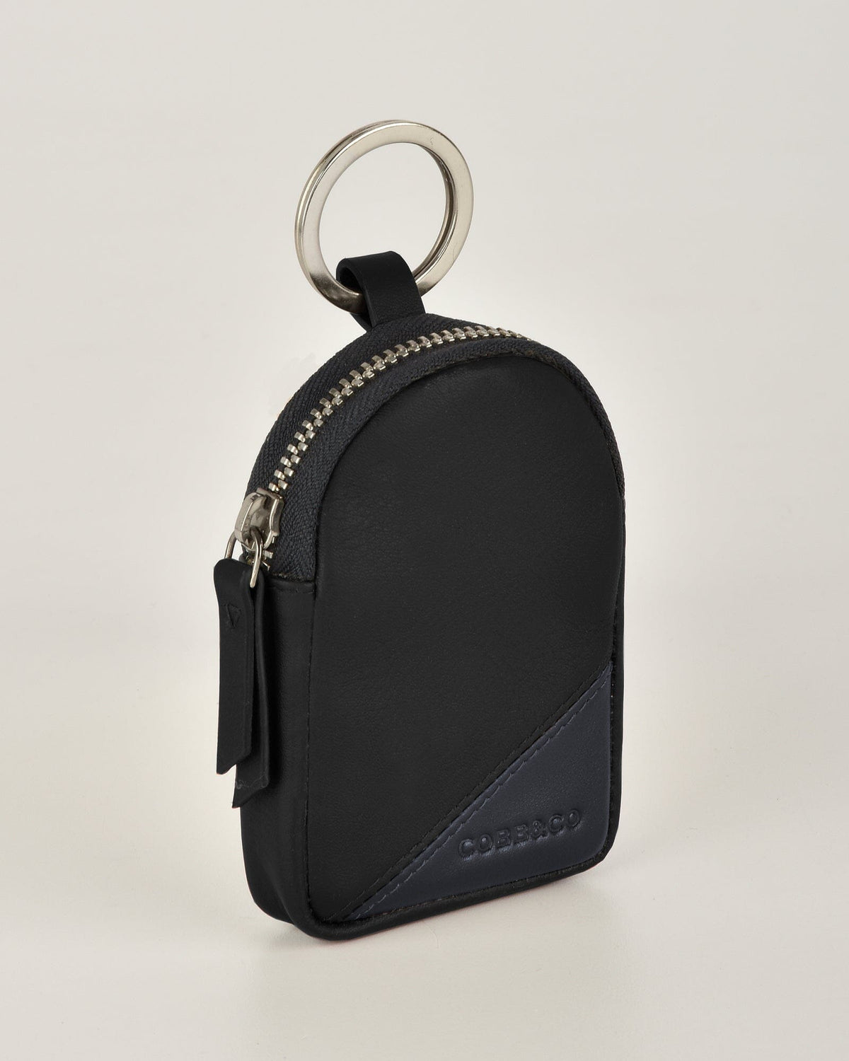 Johnson RFID Two-Tone Leather Keyring & Card holder - Black