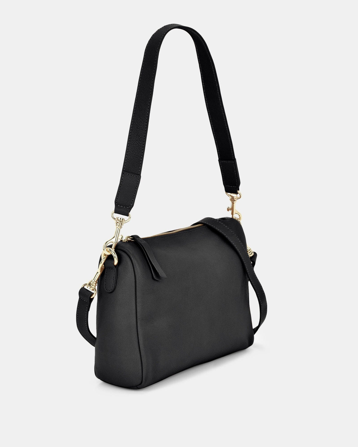 Jules Soft Leather Crossbody Shoulder Bag - Black