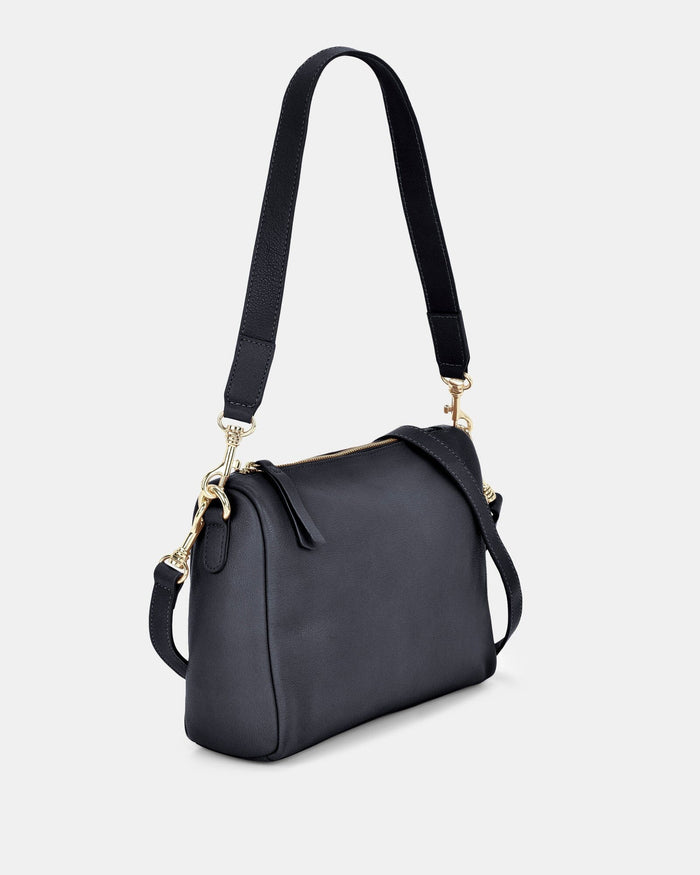 Jules Soft Leather Crossbody Shoulder Bag - Navy