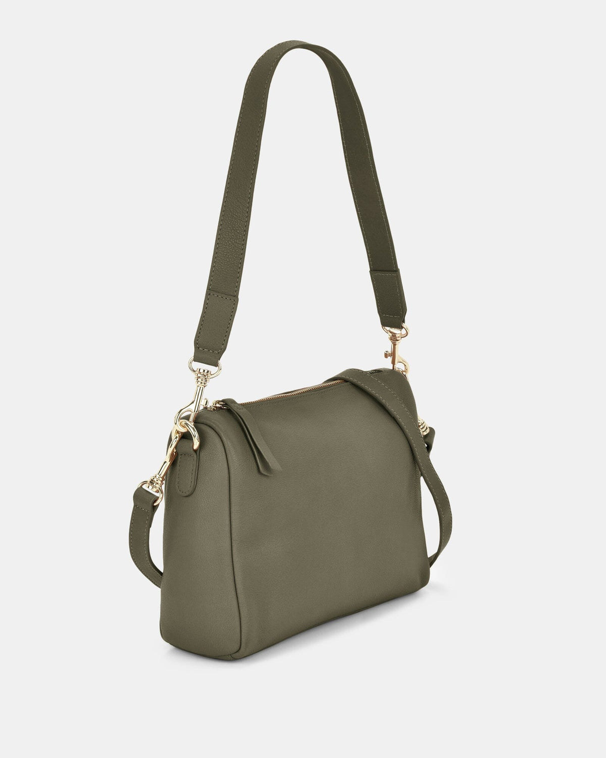 Jules Soft Leather Crossbody Shoulder Bag - Olive