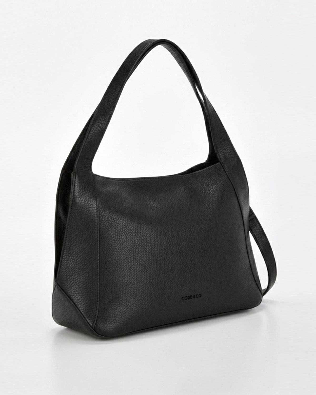Junee Washed Leather Tote Shoulder Bag - Black
