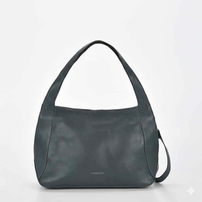 Junee Washed Leather Tote Shoulder Bag Tote COBB & CO Midnight 