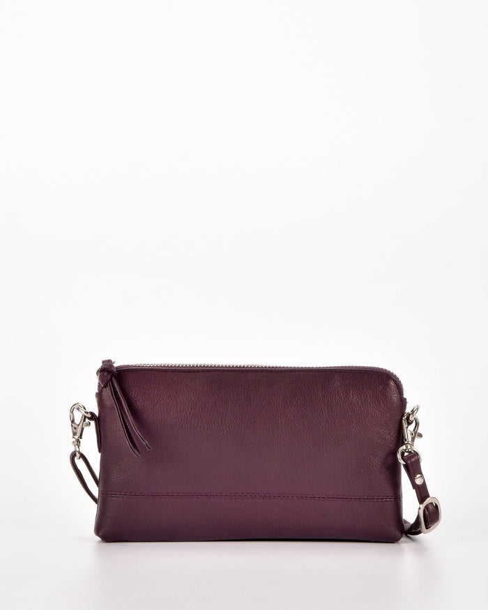 Kara Leather Crossbody Purse 2 in 1 - Aubergine