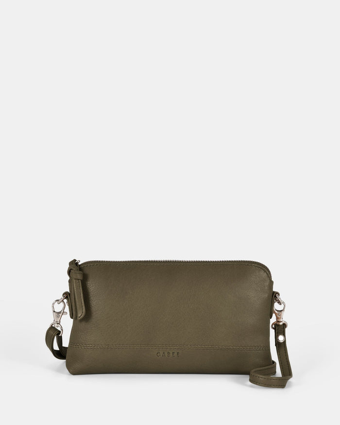 Kara Leather Crossbody Purse 2 in 1 - Olive