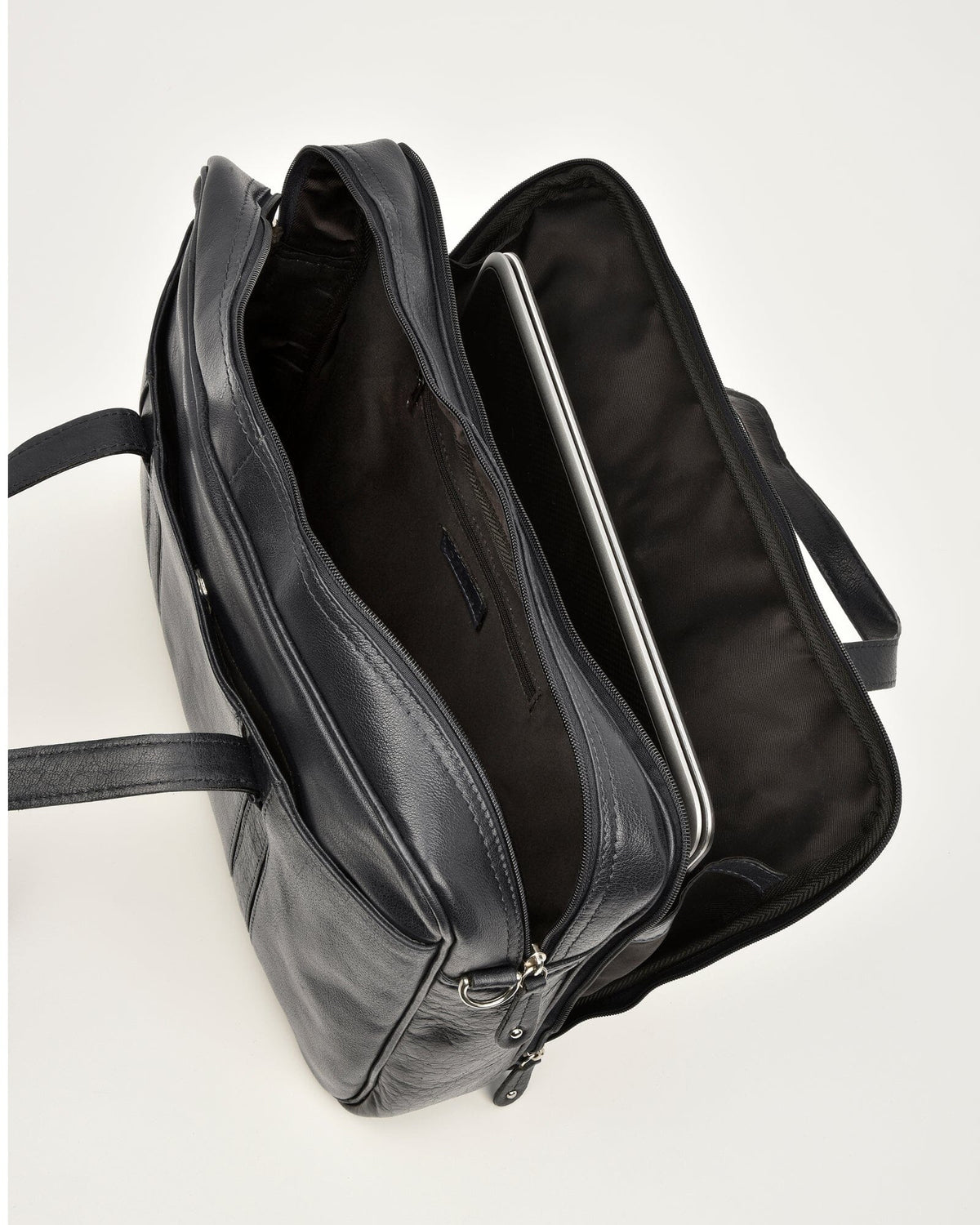 Kemp Leather Laptop Briefcase - Black