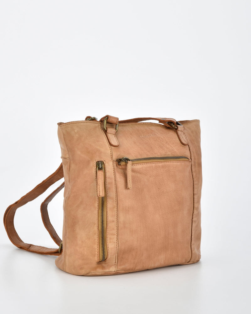 Keppel Rugged Leather Convertible Backpack-shoulder bag - 2 in 1