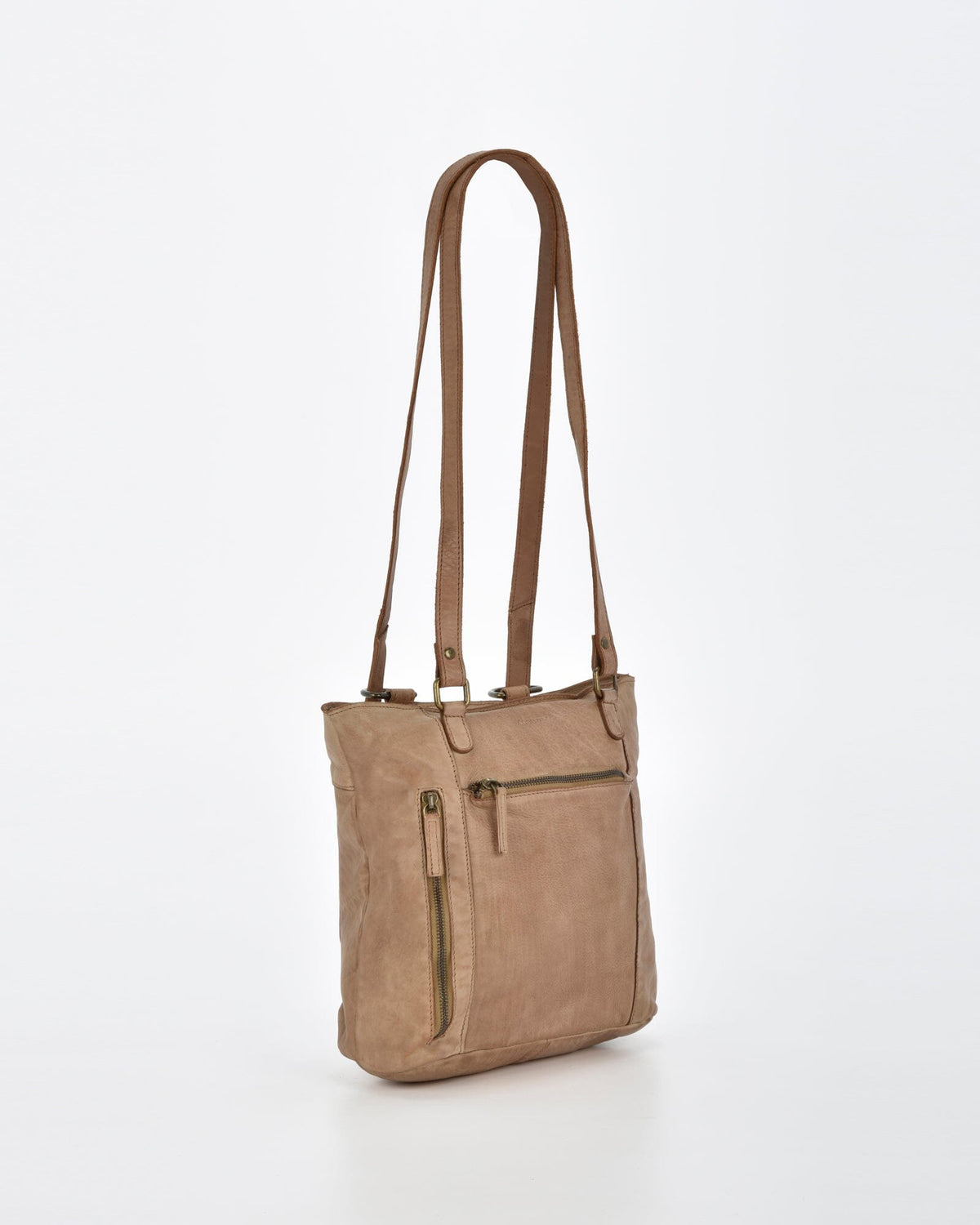 Keppel Rugged Leather Convertible Backpack-shoulder bag - 2 in 1 - Taupe