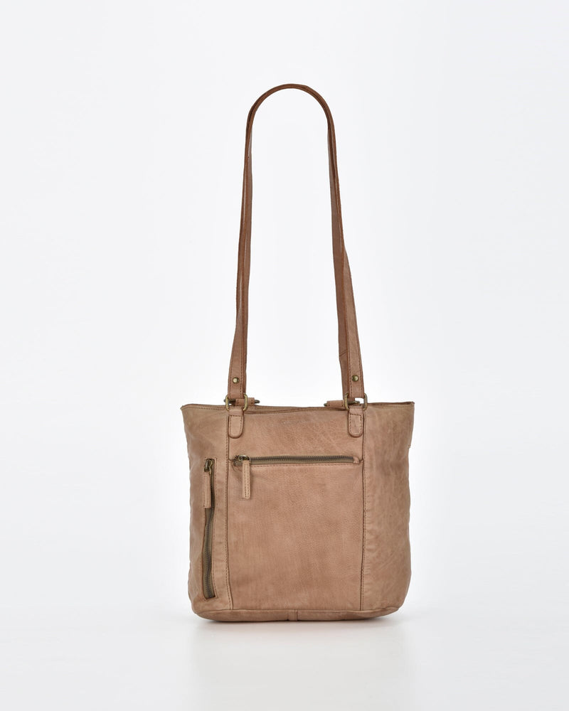 Keppel Rugged Leather Convertible Backpack-shoulder bag - 2 in 1 - Taupe