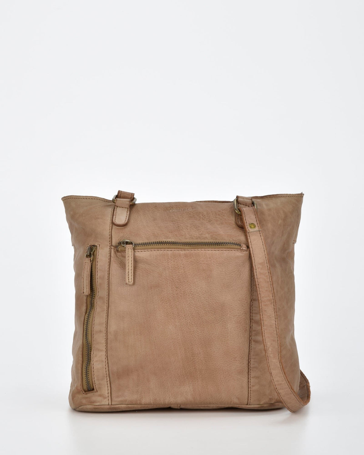 Keppel Rugged Leather Convertible Backpack-shoulder bag - 2 in 1 - Taupe