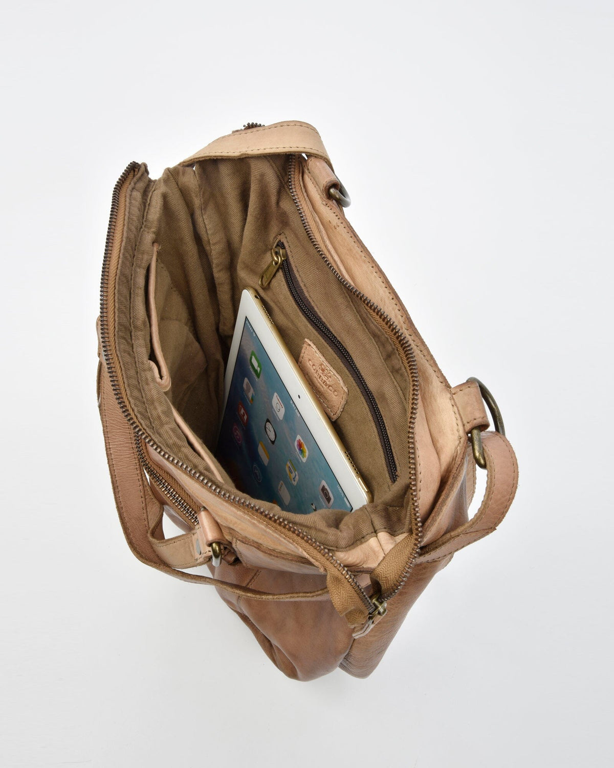 Keppel Rugged Leather Convertible Backpack-shoulder bag - 2 in 1 - Taupe