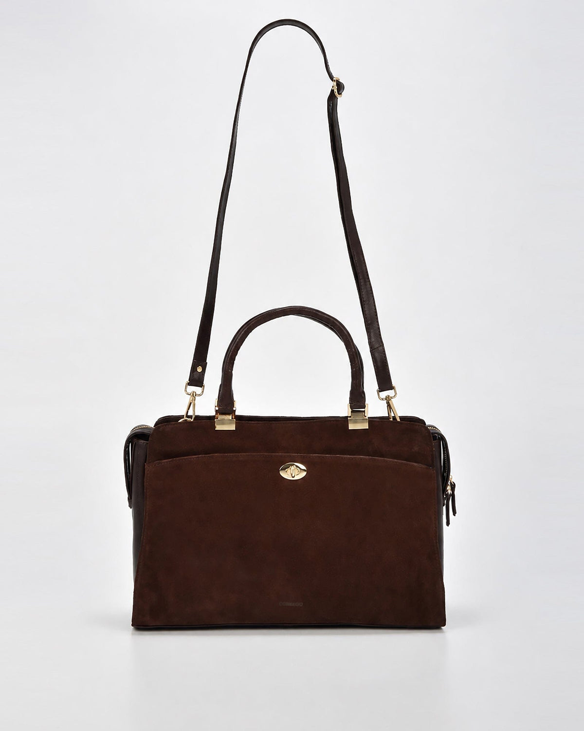 Kew Suede & Leather Business Bag - Chocolate