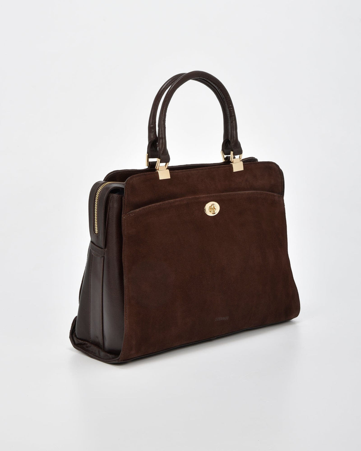 Kew Suede & Leather Business Bag - Chocolate