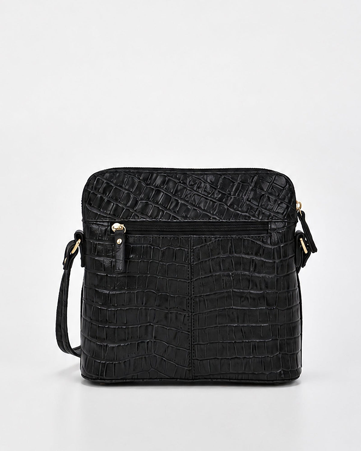 Kingsley Croc Leather RFID Crossbody Bag - Black