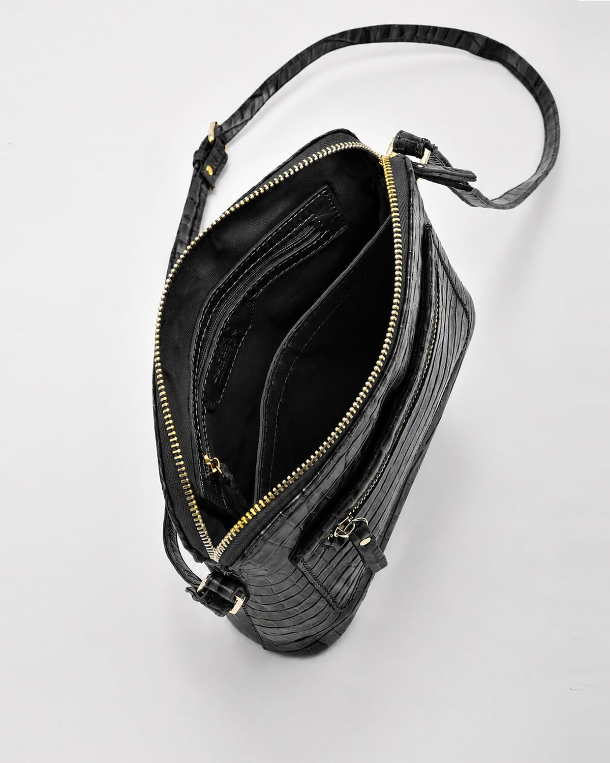 Kingsley Croc Leather RFID Crossbody Bag - Navy