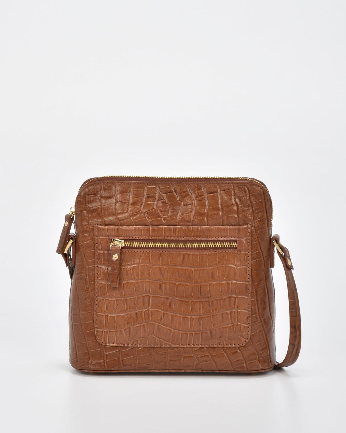 Kingsley Croc Leather RFID Crossbody Bag - Tan