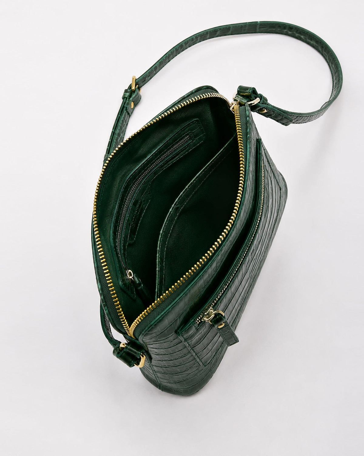 Kingsley Croc Leather RFID Crossbody Bag - Green
