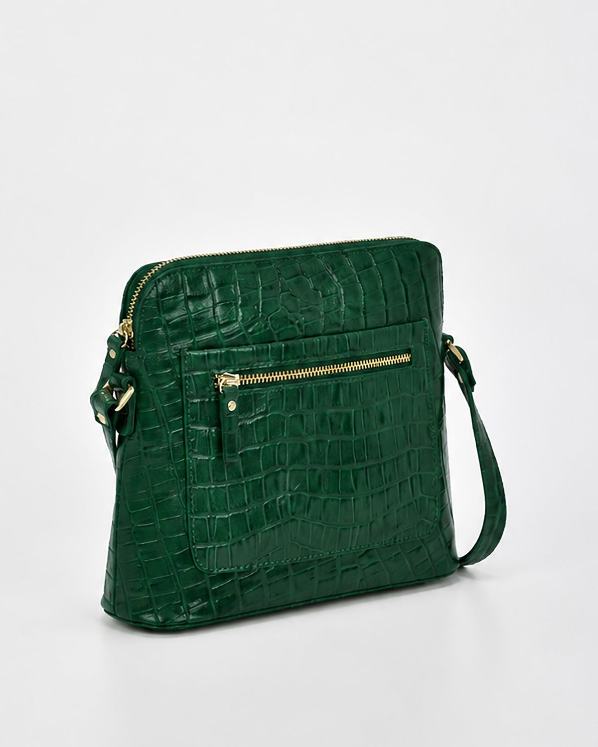 Kingsley Croc Leather RFID Crossbody Bag - Green