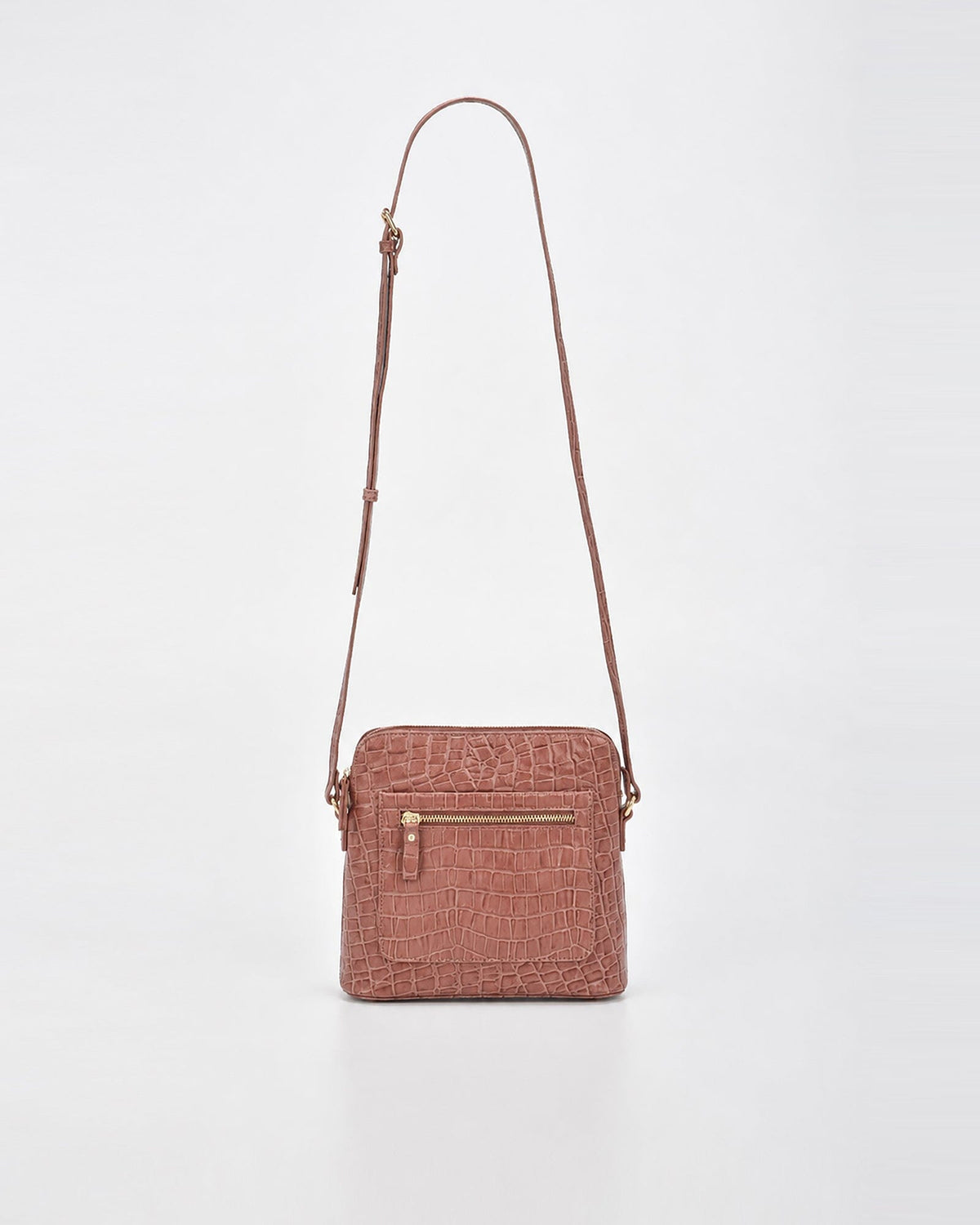 Kingsley Croc Leather RFID Crossbody Bag - Pink