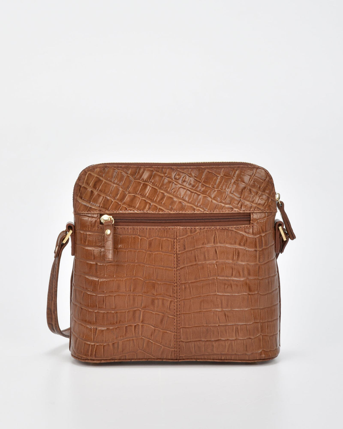 Kingsley Croc Leather RFID Crossbody Bag - Tan