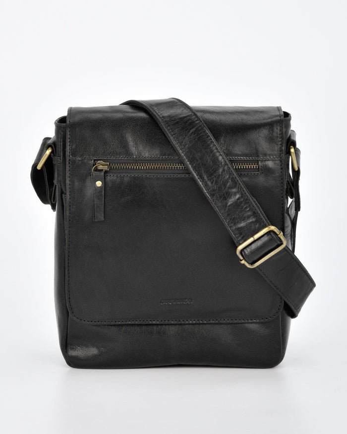Kooyong JR. RIFD Leather Satchel - Black