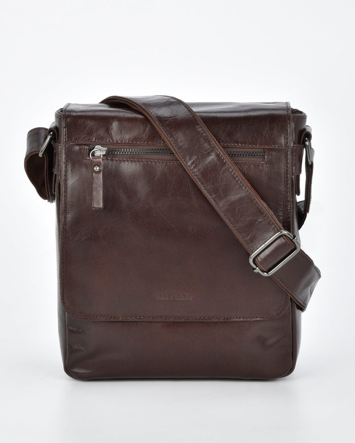 Kooyong JR. RIFD Leather Satchel - Chocolate