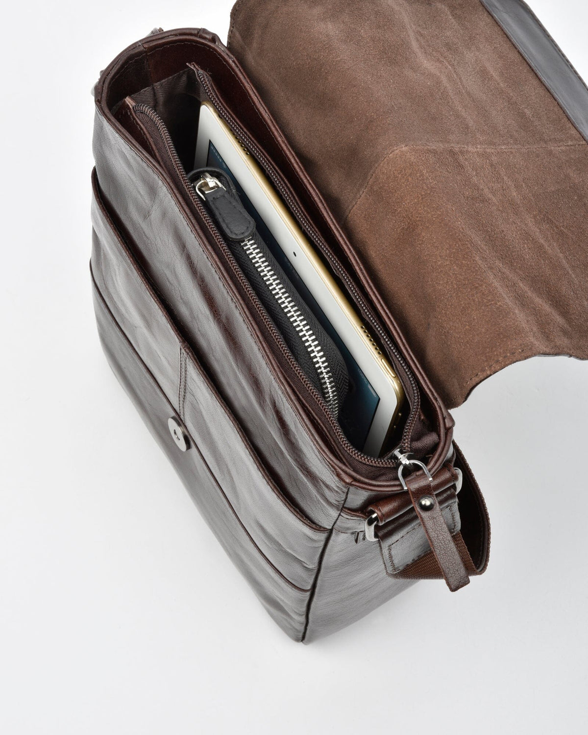Kooyong JR. RIFD Leather Satchel - Chocolate