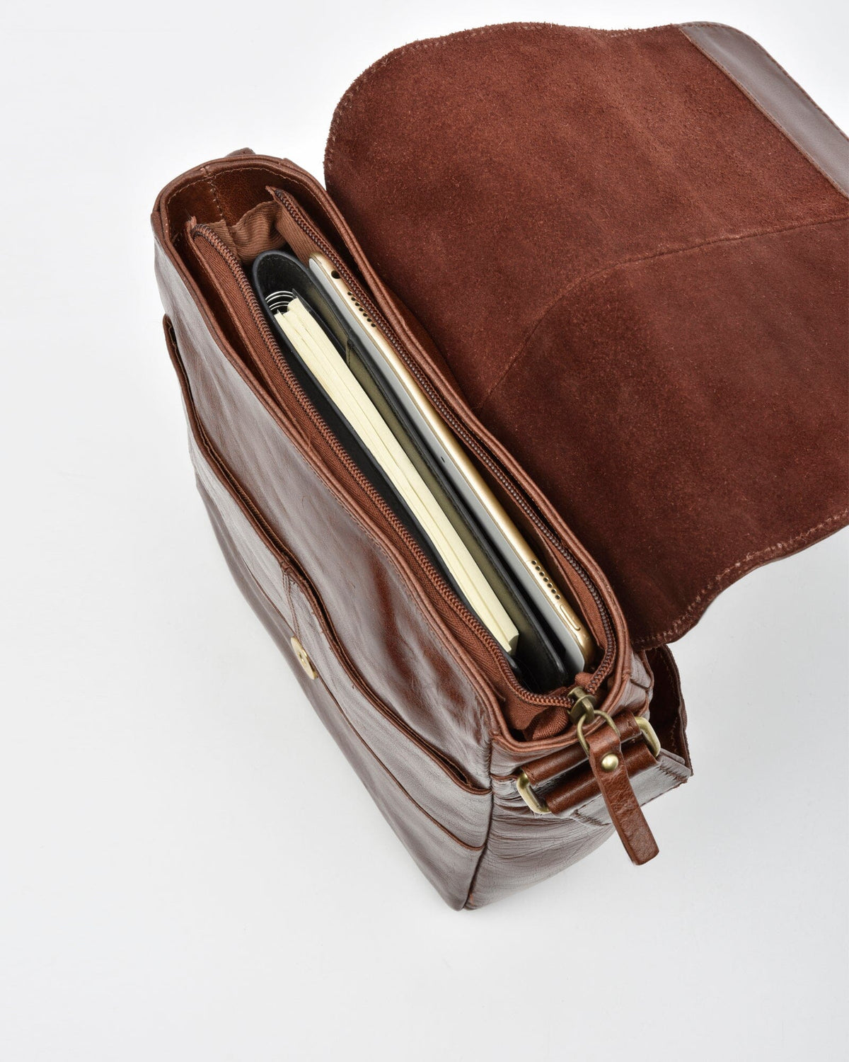 Kooyong JR. RIFD Leather Satchel - Cognac