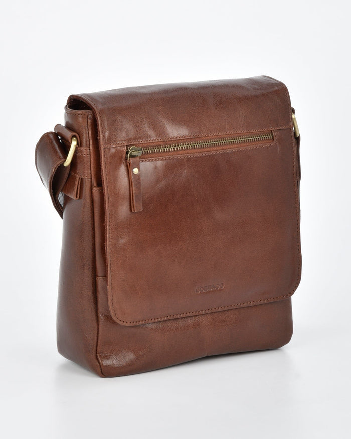 Kooyong JR. RIFD Leather Satchel - Cognac