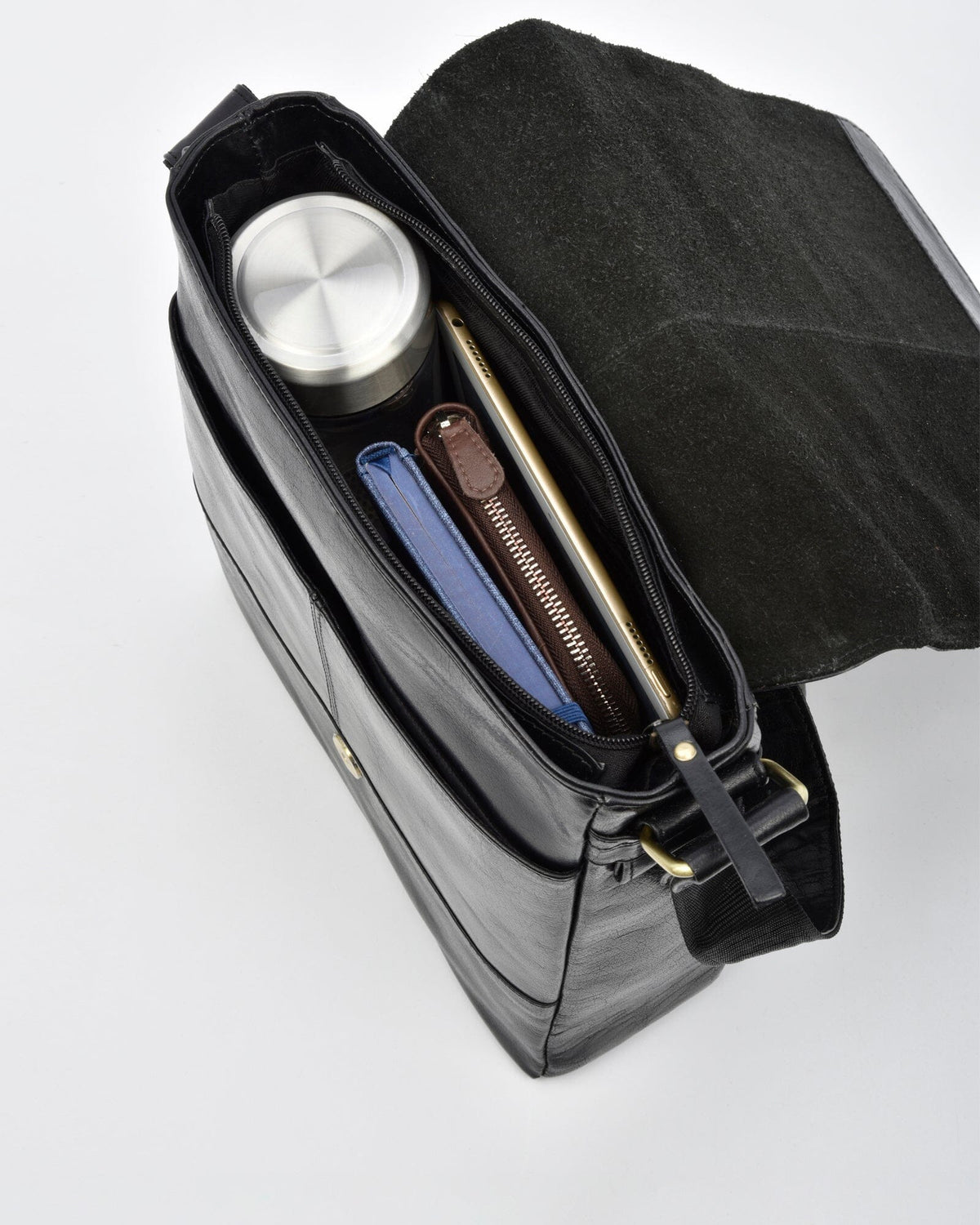 Kooyong RFID Leather Satchel (Large) - Black