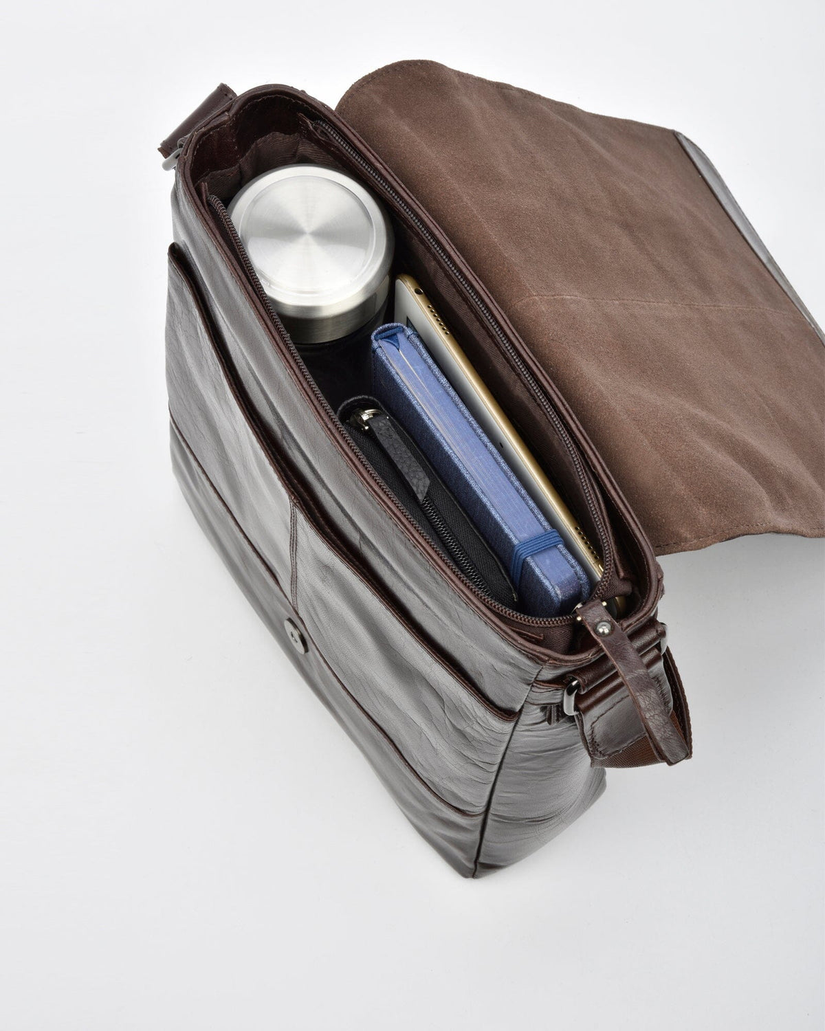 Kooyong RFID Leather Satchel (Large) - Chocolate