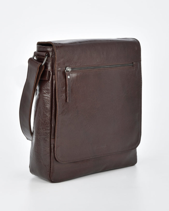 Kooyong RFID Leather Satchel (Large) - Chocolate