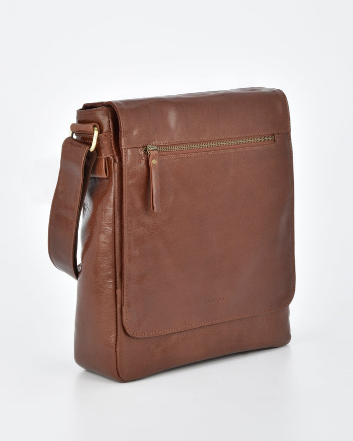 Kooyong RFID Leather Satchel (Large) - Cognac