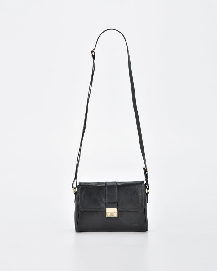Kotara Classic Leather Crossbody Bag - Black